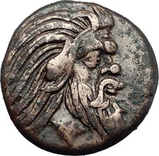 PANTIKAPAION BOSPORUS 310BC Satyr Pan Griffin Fish Rare R1 Greek Coin i58013