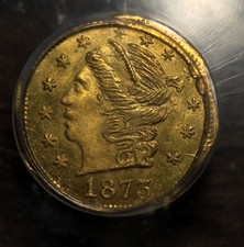 1873 Gold 25 Bg 727 California Fractional Pcgs Ms 64