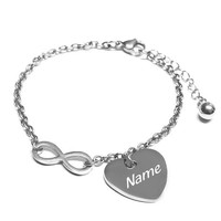 Herz-Armband mit Gravur Infinity Unendlichkeit aus Edelstahl