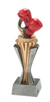 Trophäe Pokal "Boxen" altsilber/gold auf Resinsäule mit Sockelbeschriftung