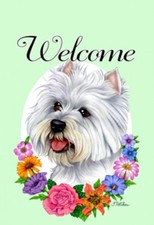 Garden Indoor/Outdoor Welcome Flag (Flowers) - West Highland White Terrier 63023