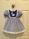 VTG Blue/White Check Dress w/Goose Appliqued Bodice - size 3T