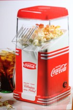 New Nostalgia Coca Cola Hot Air Popcorn Machine, 8 Cup Retro Home Pop Corn Maker