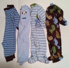 lot 4 Carters 6 Month Footie Pajama Sleepers Baby Boy PJs dinosaur dog bear blue