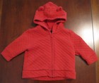 Baby Gap Boy Girl Red Quilted Cotton Blend Bear Ear Jacket Coat 3-6 Month EUC 