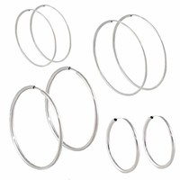 Creolen Silber 925 Ohrringe  Rohrcreolen paarweise komplett 925er Sterlingsilber