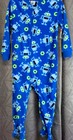 boy footie pajamas 4T Healthtex blue robot design blanket sleeper blue green