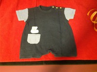 Dark Blue Baby Romper with Cute Bear Decal 16 Inch W 17 Inch L