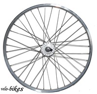 Vorderrad m. Nabendynamo Shimano HK 26",  Alufelge für Felgenbremse silber