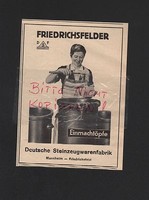 MANNHEIM FRIEDRICHSFELD, Werbung 1935, Deutsche Steinzeugwarenfabriken