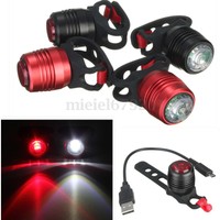 Fahrrad Lampe Vorderlicht Rücklicht LED Beleuchtung Rückleuchte Licht mit Akku 