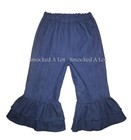 Smocked A Lot Girls Double Ruffle Denim Pants Jeans Blue with tops/under dress