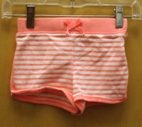BABY GAP Girls Neon Peach Cream Stripe Cotton Shorts - 18/24m
