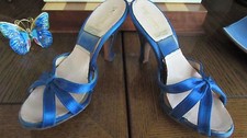 Vintage 1950's Vibrant Blue Satin Cinderella Springolator Pin-up Heels