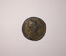 Ancient Roman Bronze coin, 0.9 inch diameter.