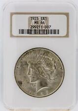 1923 Ngc Ms64 Peace Silver Dollar Lot 67