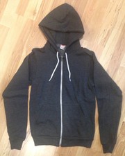 American Apparel Zip Hoodie Flex Fleece F497 Hooded Sweatshirt Mens XS Womens S