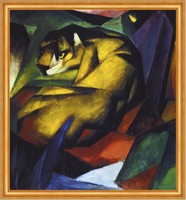 BLAUER REITER FRANZ MARC DER TIGER 1912 Faksimile auf LEINWAND 11 im Goldrahmen