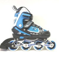 Weing Inline Skate verstellbare Kinder Inliner Skate blau Gr. 38-41 Abec 7 - LED