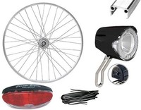 26" Vorderrad Laufrad Komplett-Set mit Nabendynamo Umrüstkit Union LED 20 Lux