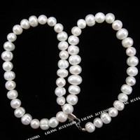 Süßwasser Zucht Perlen Schmuck Perlenkette Halskette Kette Collier 45cm 