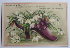 1800'S Victorian Trade Card H Childs Boots & Shoes 133 Wood St Pittsburgh Pa