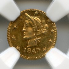 Rare 1849 Canada British Columbia Gold 1/2 $ / G&L-100 / Ms63