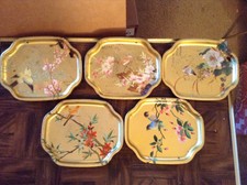 12 elite metal trays with bird design