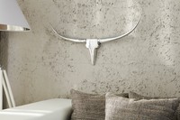 Wanddekoration Aluminium Design Hörner Wild Geweih Deko Longhorn chrom silber