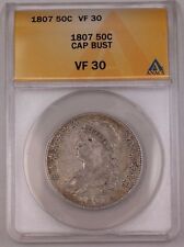 1807 Capped Bust Silver Half Dollar 50C Coin Anacs Vf-30