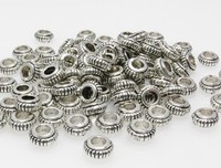 100x  Metallperlen 4x7mm Spacer Großlochperlen altsilber Metall Perlen neu -7047