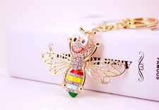 Crystal Rainbow honey bee charm Car Purse bag  Key chain key ring Finders