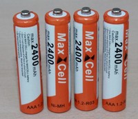 4 x AAA Aufladbare Batterien Akku Accu Batterie MaxCell 2400 mAh R03 1.2V NI-MH