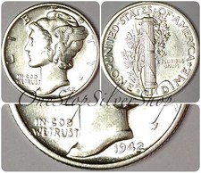 Au 1942-S 10C Mercury Dime - Us 90% Silver Coin