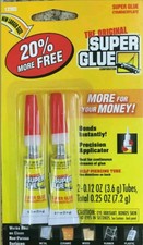 2 PACK Original Super Glue. 2x .12oz. Tubes metal rubber plastic adhesive