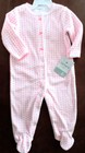 Carter's Baby Girls Terry Flower Print Sleeper with feet White/Bright Pink 6 Mo