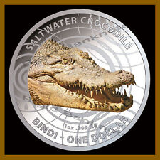 Australia 1 Dollar Silver Coin 1 oz, 2013 Color Saltwater Crocodile Steve Irwin