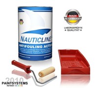 Antifouling selbstpolierend -rot 1,0 Liter + Lackwalze und Wanne -Nautic-Line