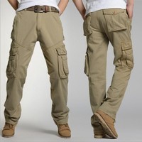 Herren Militär Hose Slim Fit Army Camouflage Pants Cargohose Lang Freizeit Hosen