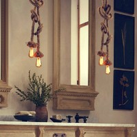 Neu E27 Edison Vintage Lampenfassung Deckenleuchte Hängende Hanfseil Design 2016