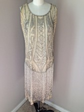 Vintage 1920's Heavily Beaded Flapper Dress