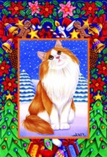 Large Indoor/Outdoor Christmas Flag - Orange Norwegian Forest Cat (Tp) 66005