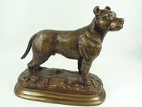 Feine hochwertige Bronze Skulptur STAFFORDSHIRE BULLTERIER 65 cm 4 KG schwer NEU