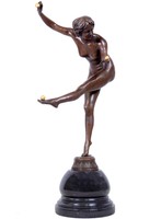 ART DECO 2ᴼ´s STARLET DANCING with BALL BRONZE AKT FIGUR KUGELTANZ NACKT EROTIK