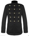 Pentagramme Mens Military Jacket Black Gothic Steampunk VTG Pea Coat