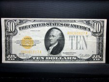1928 $10 Gold Certificate ✪ Ch-Xf Extra Fine ✪ L@K Now Yellow Seal B ◢Edelmans◣
