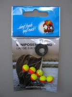 Behr Angelsport 6 Stk Miniposen rund groß 0,8 cm Gelb-Rot NEU Posen Angelzubehör