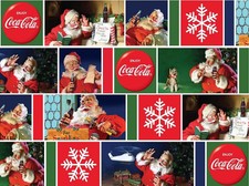 COCA COLA COTTON FABRIC-COCA COLA QUILTING FABRIC-COCA COLA SANTA COTTON-10076