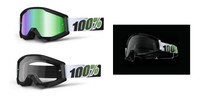 100% Strata Brille 2016 Black Lime Grün Verspiegelt Klar MX Motocross MTB Quad