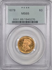 New listing
1879 $3.00 Gold, Rare Date Pcgs Ms-65, Ogh, Fresh, Lovely Example W/ Great Skin!